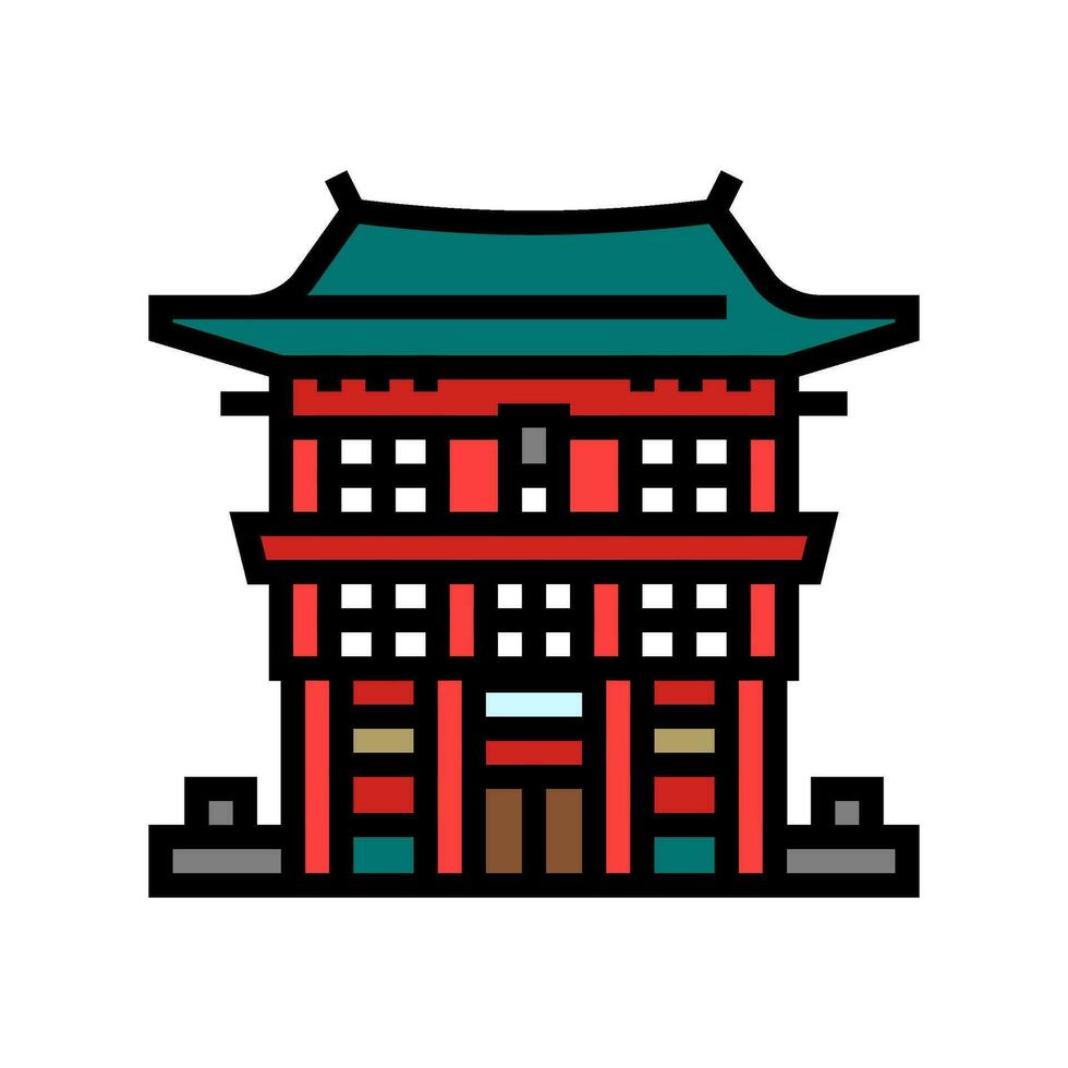 miko shrine maiden shintoism color icon vector illustration