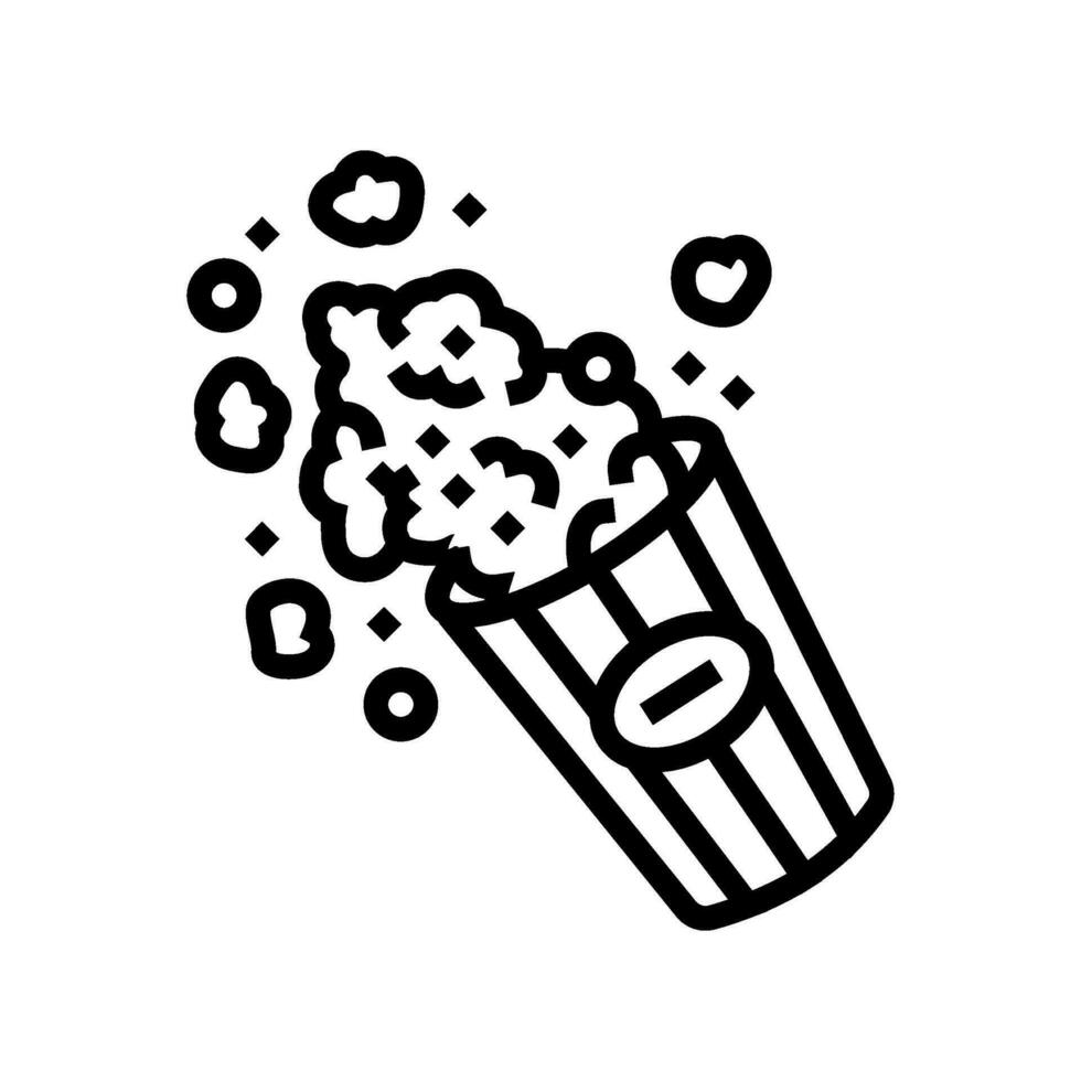 bucket popcorn red white line icon vector illustration