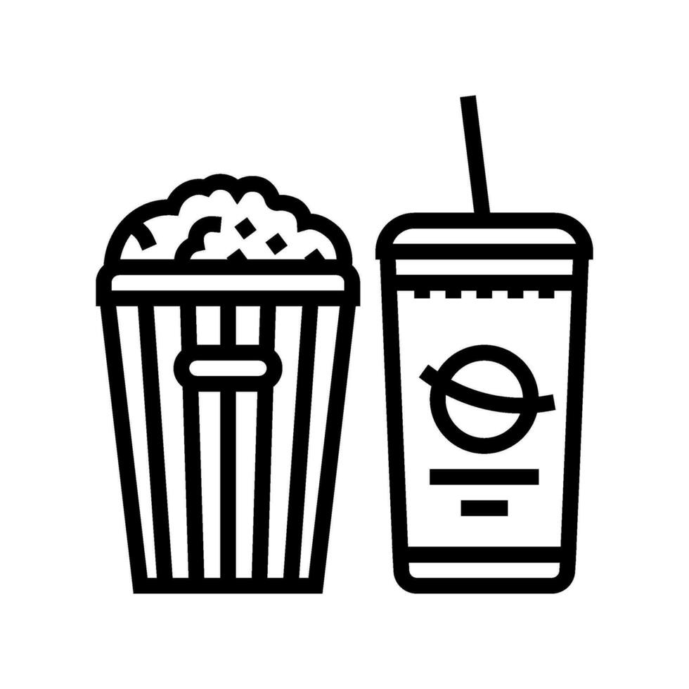 popcorn soda drink line icon vector illustration