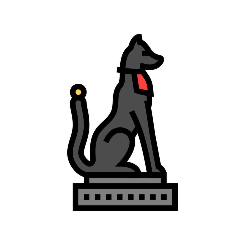 inari fox statue shintoism color icon vector illustration