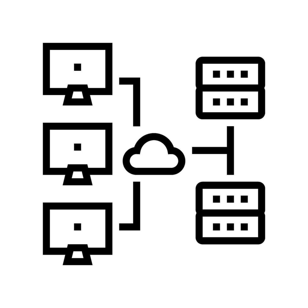 red configuración reparar computadora línea icono vector ilustración