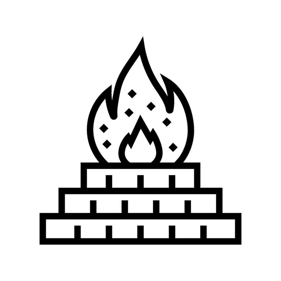 sacred fire agni line icon vector illustration