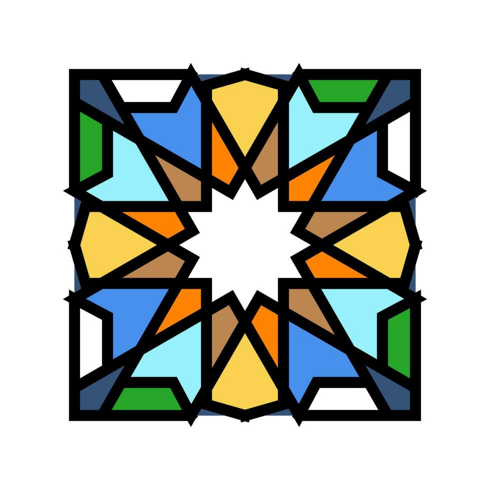 islamic geometric pattern color icon vector illustration