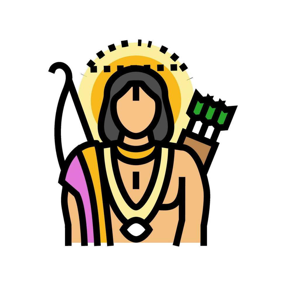 ayyappan Dios indio color icono vector ilustración