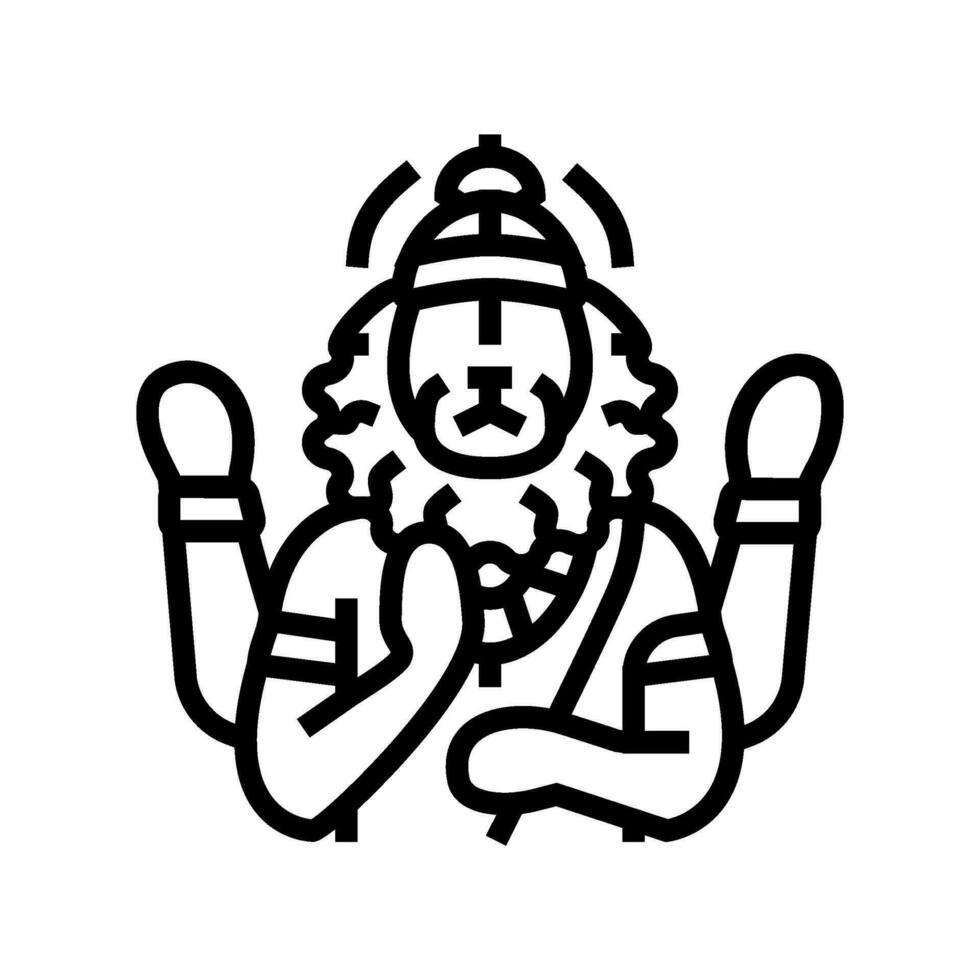 narasimha Dios indio línea icono vector ilustración