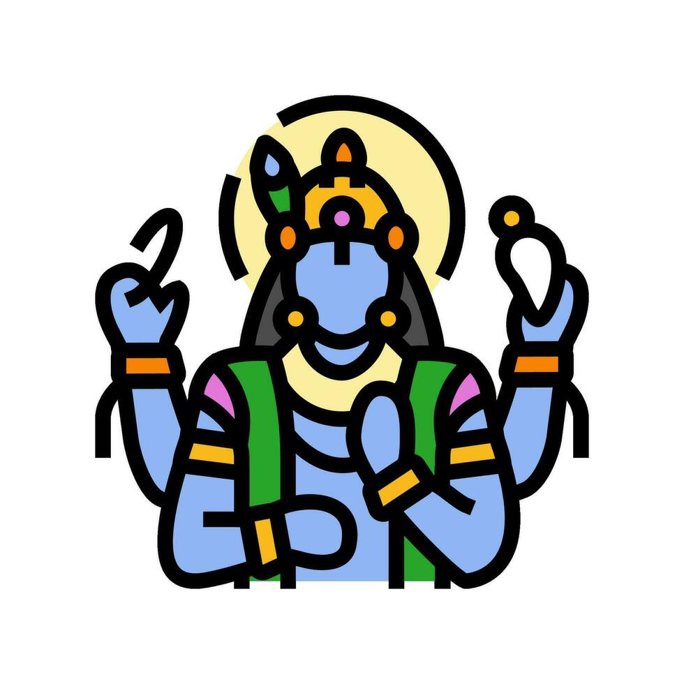 vishnu Dios indio color icono vector ilustración