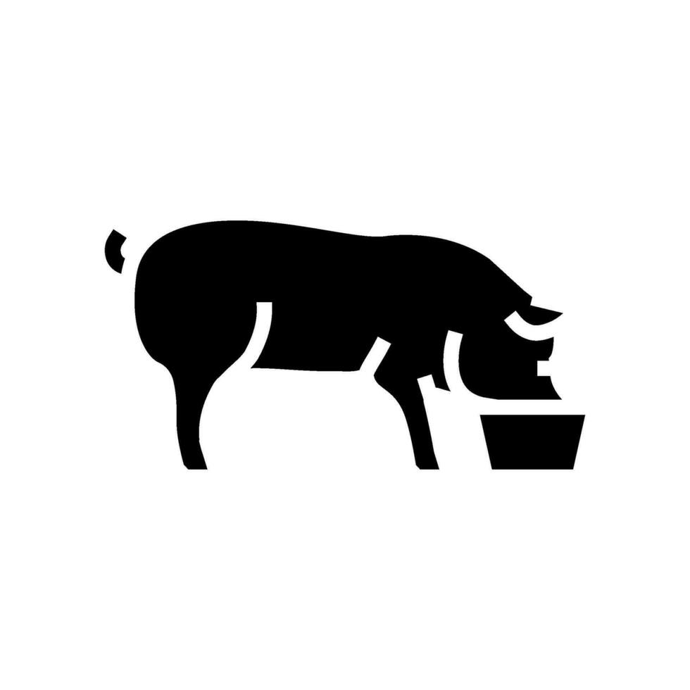 cerdo alimentación granja glifo icono vector ilustración