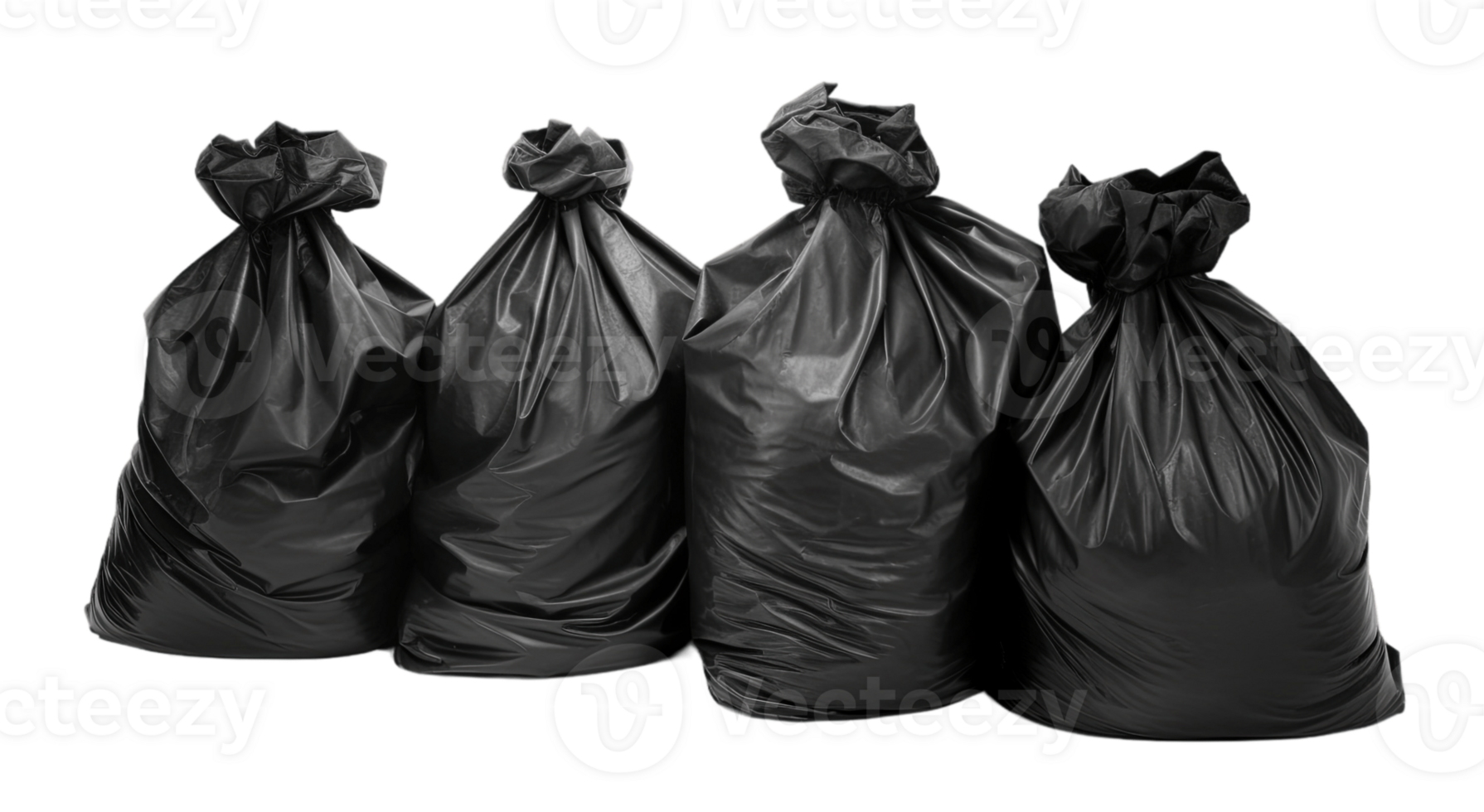 Black garbage bag trash waste isolated on transparent background. PNG file, cut out. AI Generated
