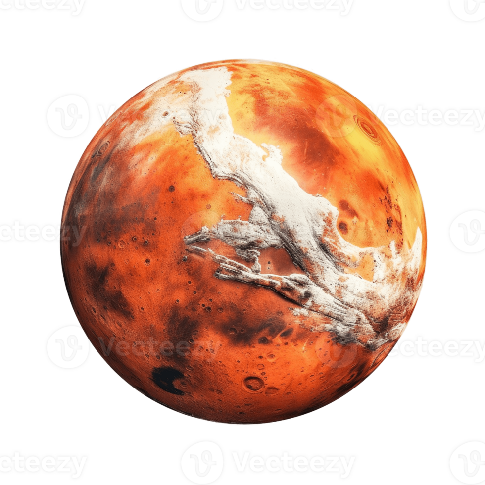 Mars planet isolated on transparent background. PNG file, cut out. AI Generated