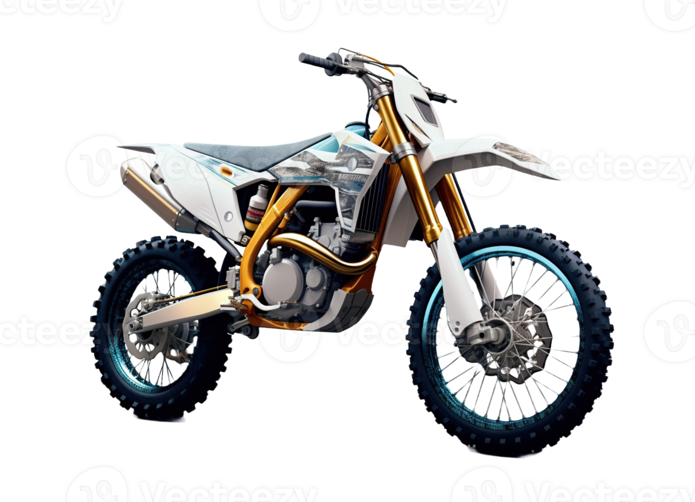 Motocross bike isolated on transparent background. PNG file, cut out. AI Generated
