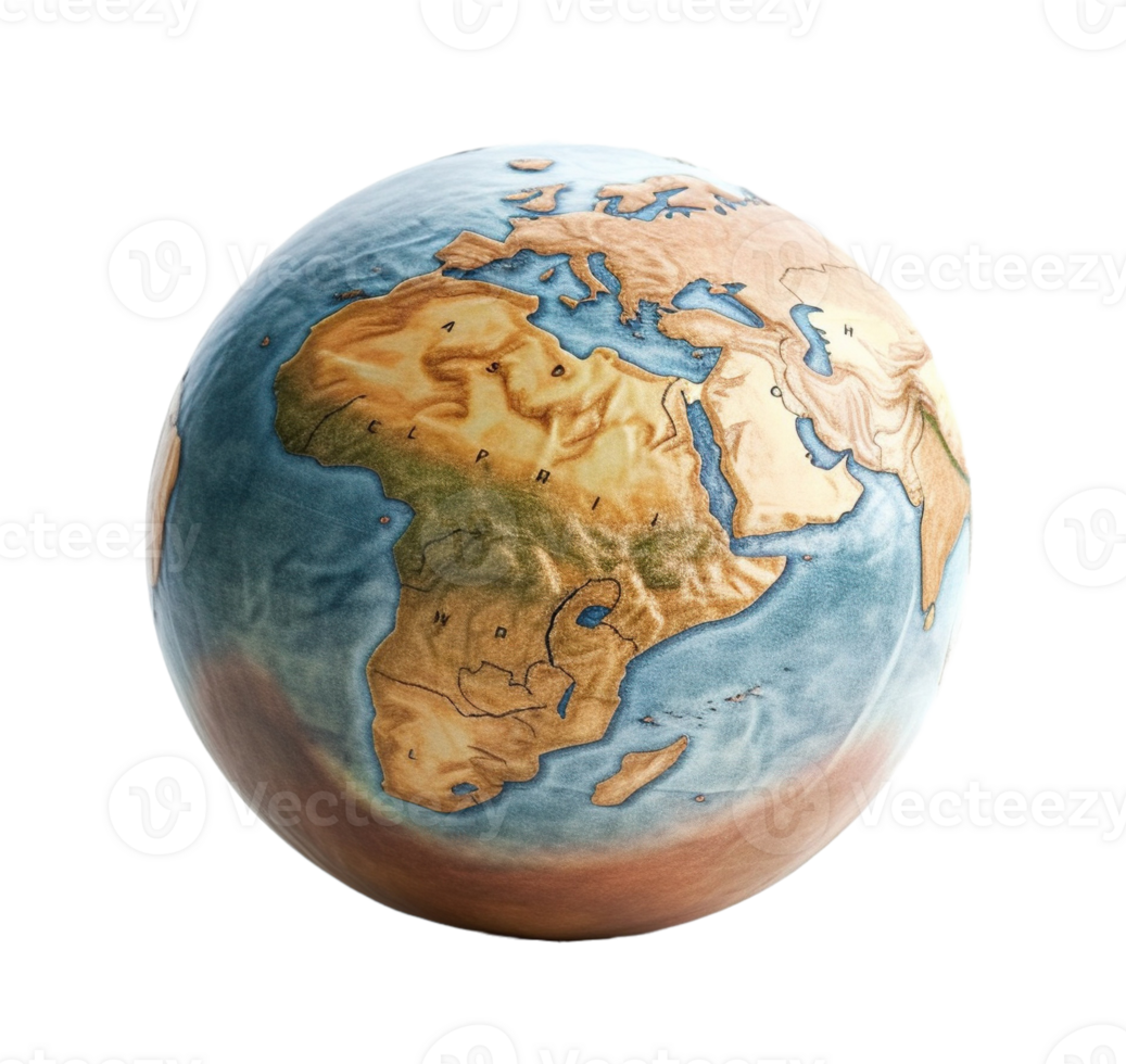 Earth globe planet isolated on transparent background. PNG file, cut out. AI Generated
