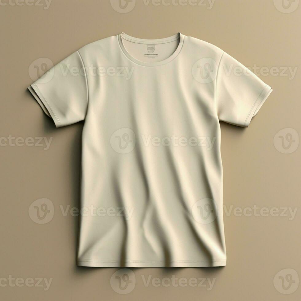 AI generative of a blank t-shirt in cream color in high quality, perfect to create a mockup preview photo