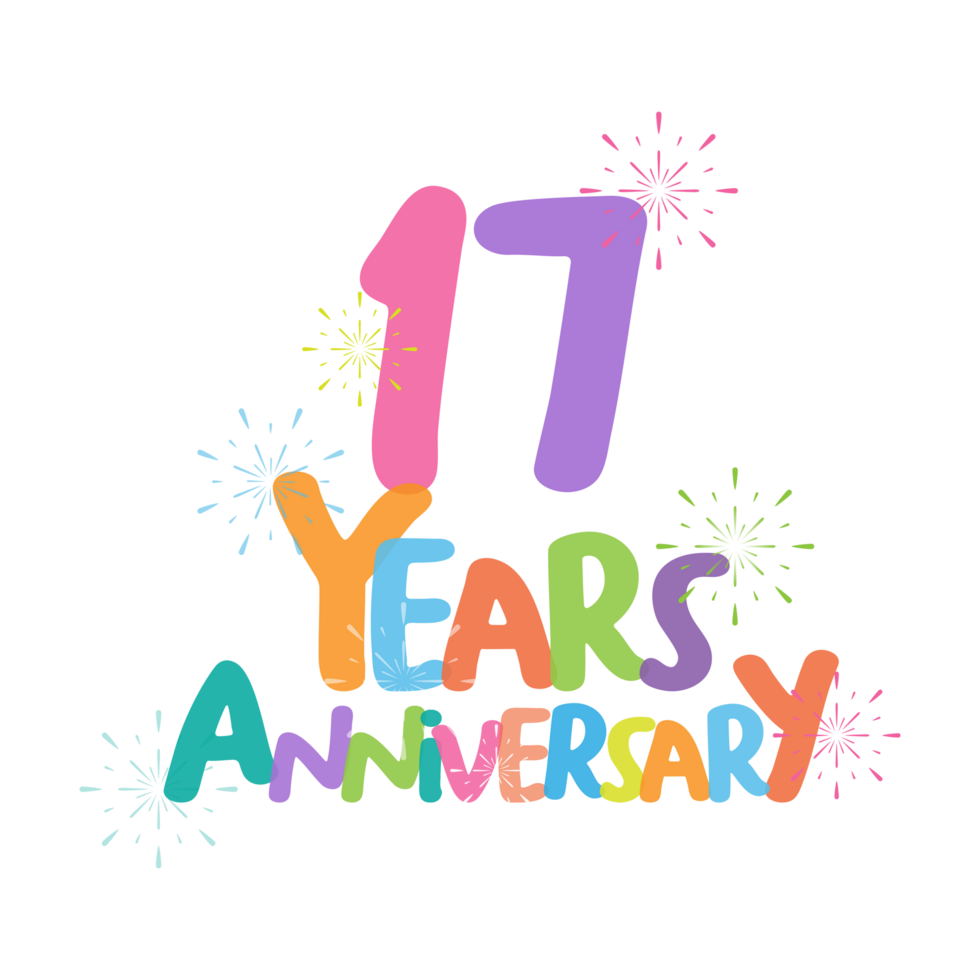 17th anniversary in flat style png