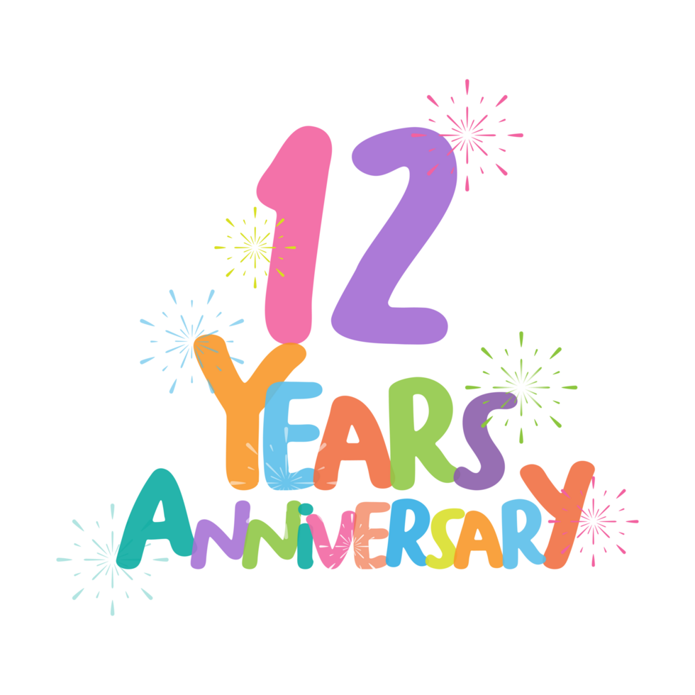 12th anniversary in flat style png