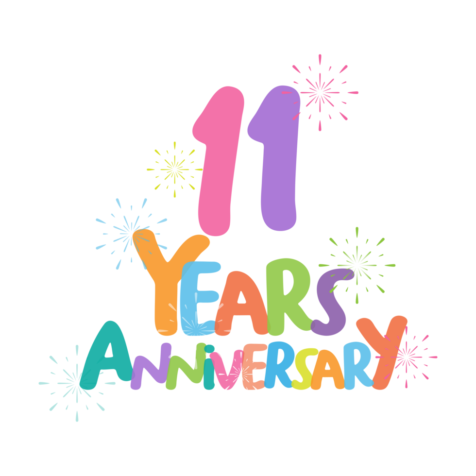 11th anniversary in flat style png