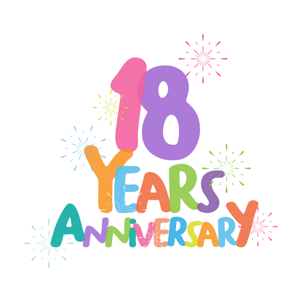 18th anniversary with flat style png