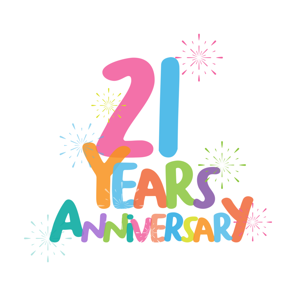 21th anniversary in flat style png