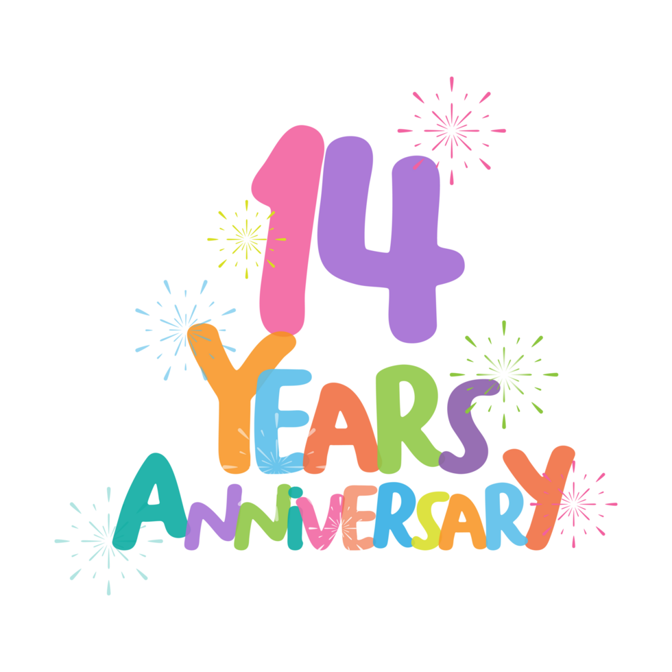 14th anniversary in flat style png