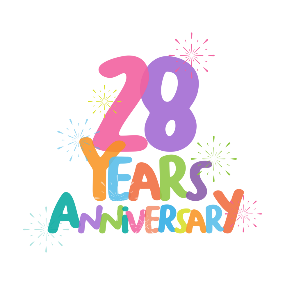 28th anniversary in flat style png