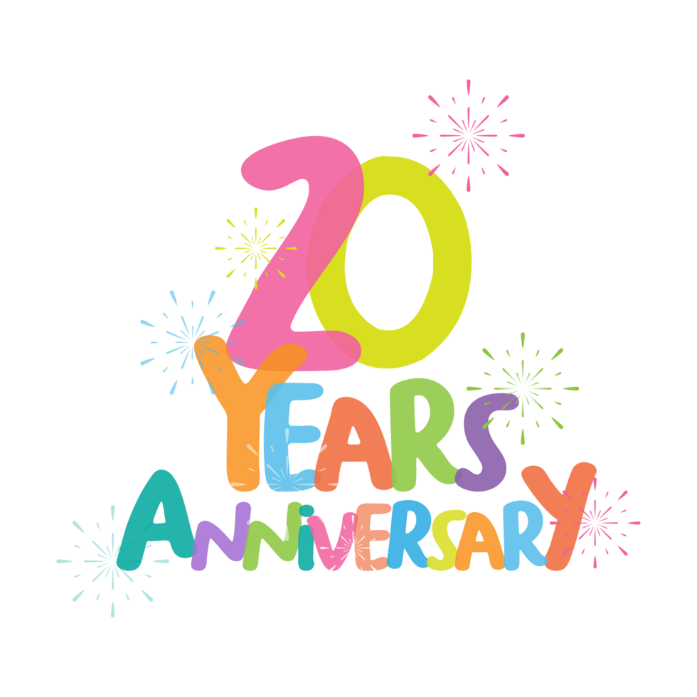 20th anniversary in flat style png