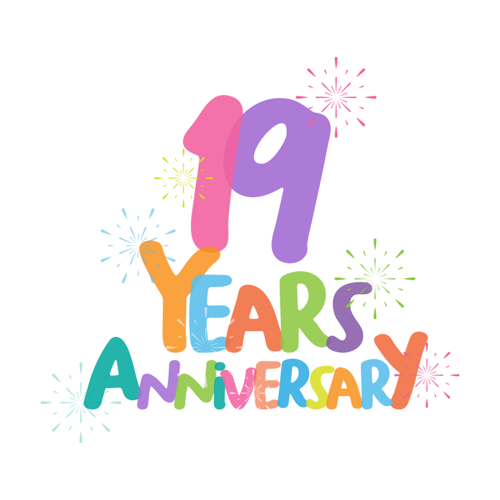 19th anniversary in flat style png