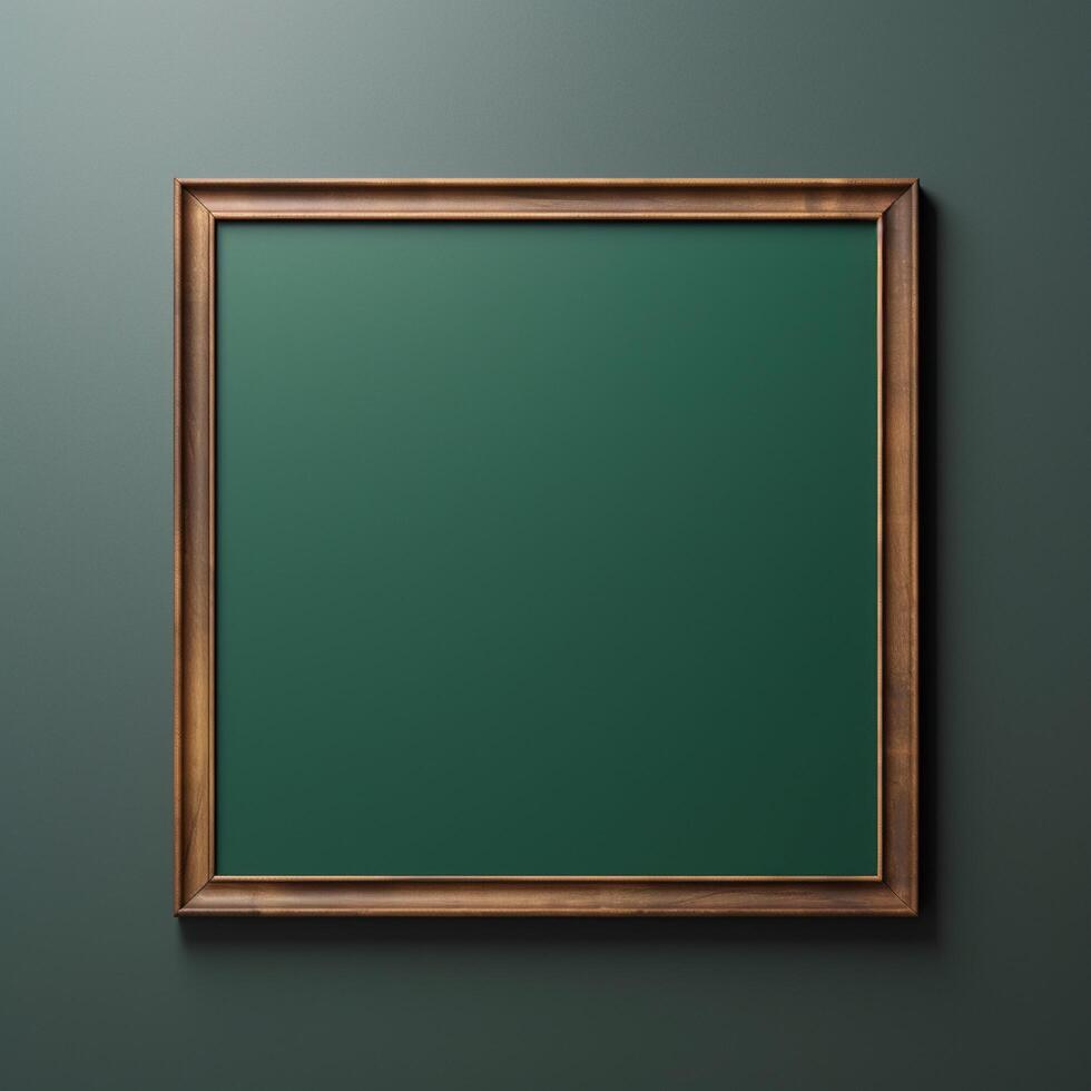 Real photo of blank wood frame hung on the walls