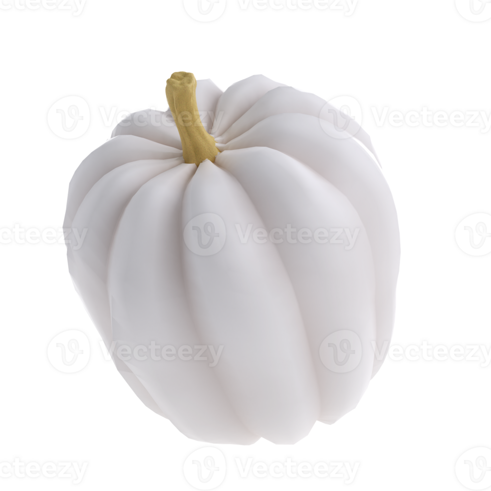 3d white realistic pumpkin rendering icon in cartoon style. Design element for Thanksgiving Day holiday autumn. illustration isolated transparent png