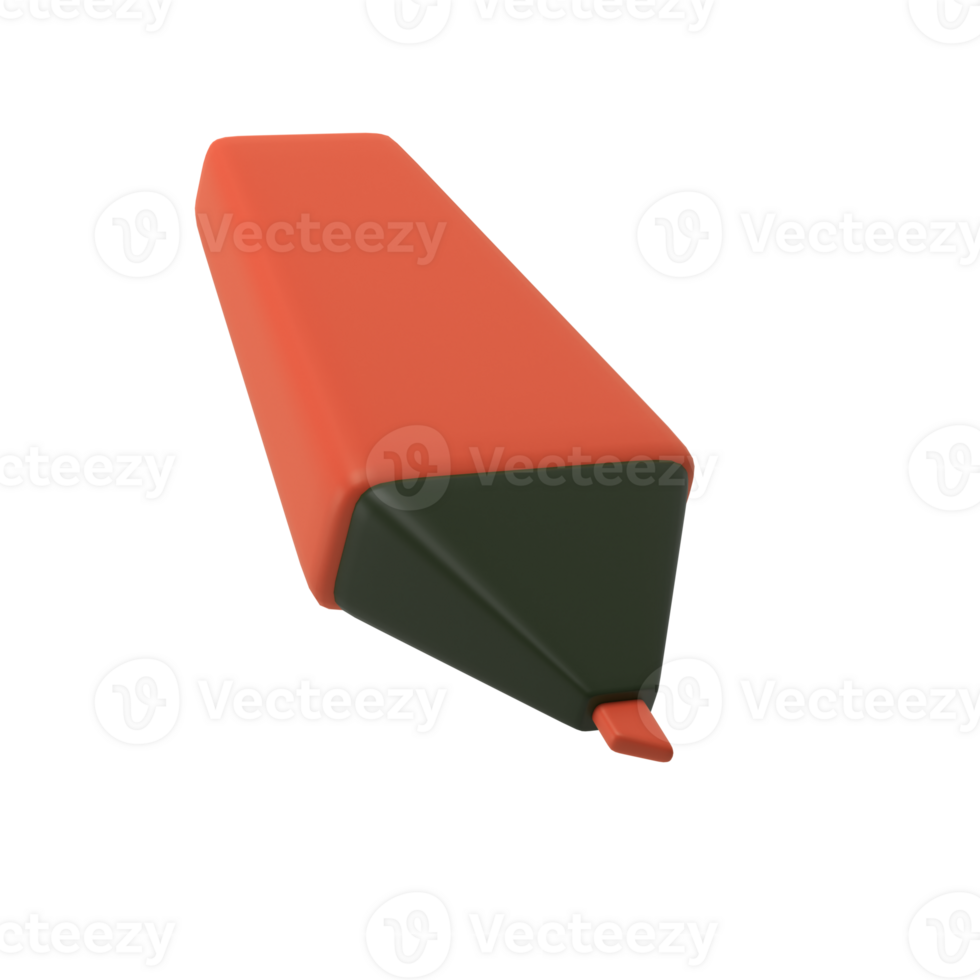 3d vermelho marcador marcador ícone para escola escritório. papelaria importante mensagem símbolo ilustração Renderização editável transparente png