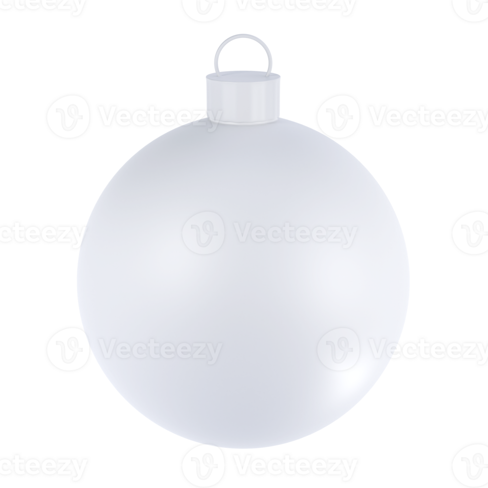 3d rendering Christmas mockup ball icon. Realistic white sphere transparent png. Holiday toy for fir tree. Holiday Illustration png