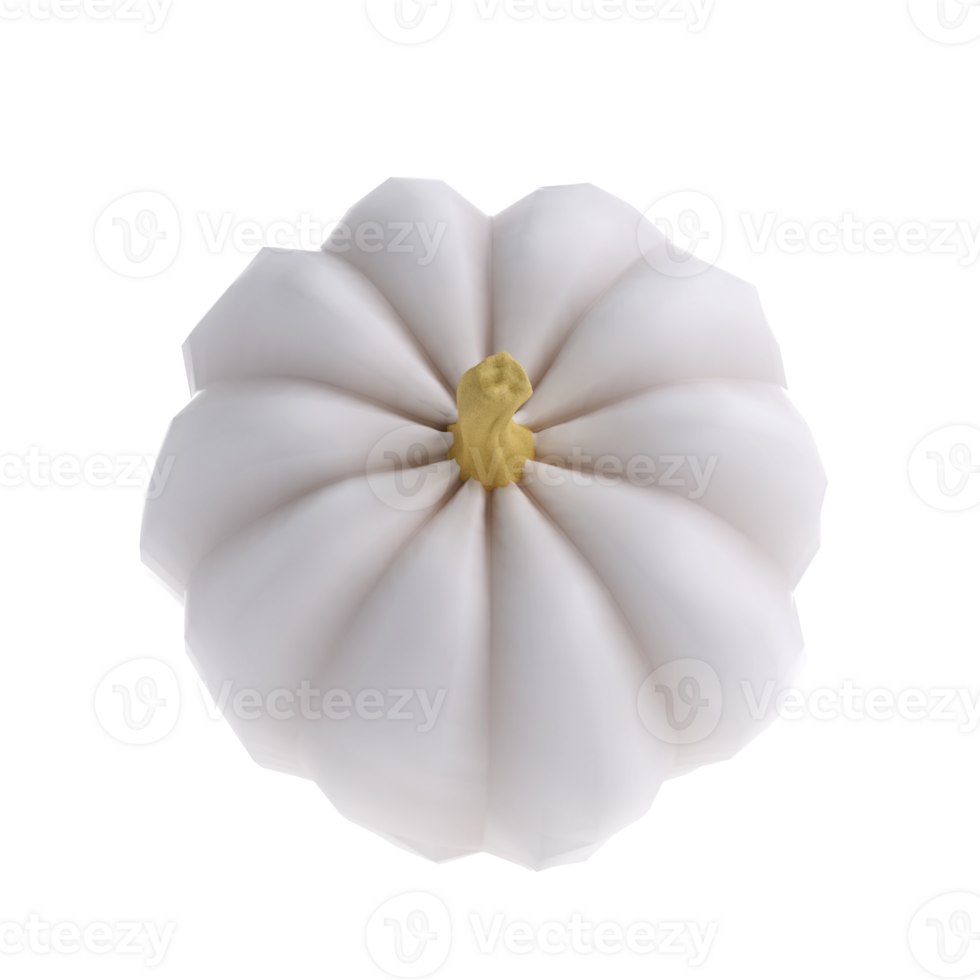 3d white realistic pumpkin rendering icon in cartoon style. Design element for Thanksgiving Day holiday autumn. illustration transparent png