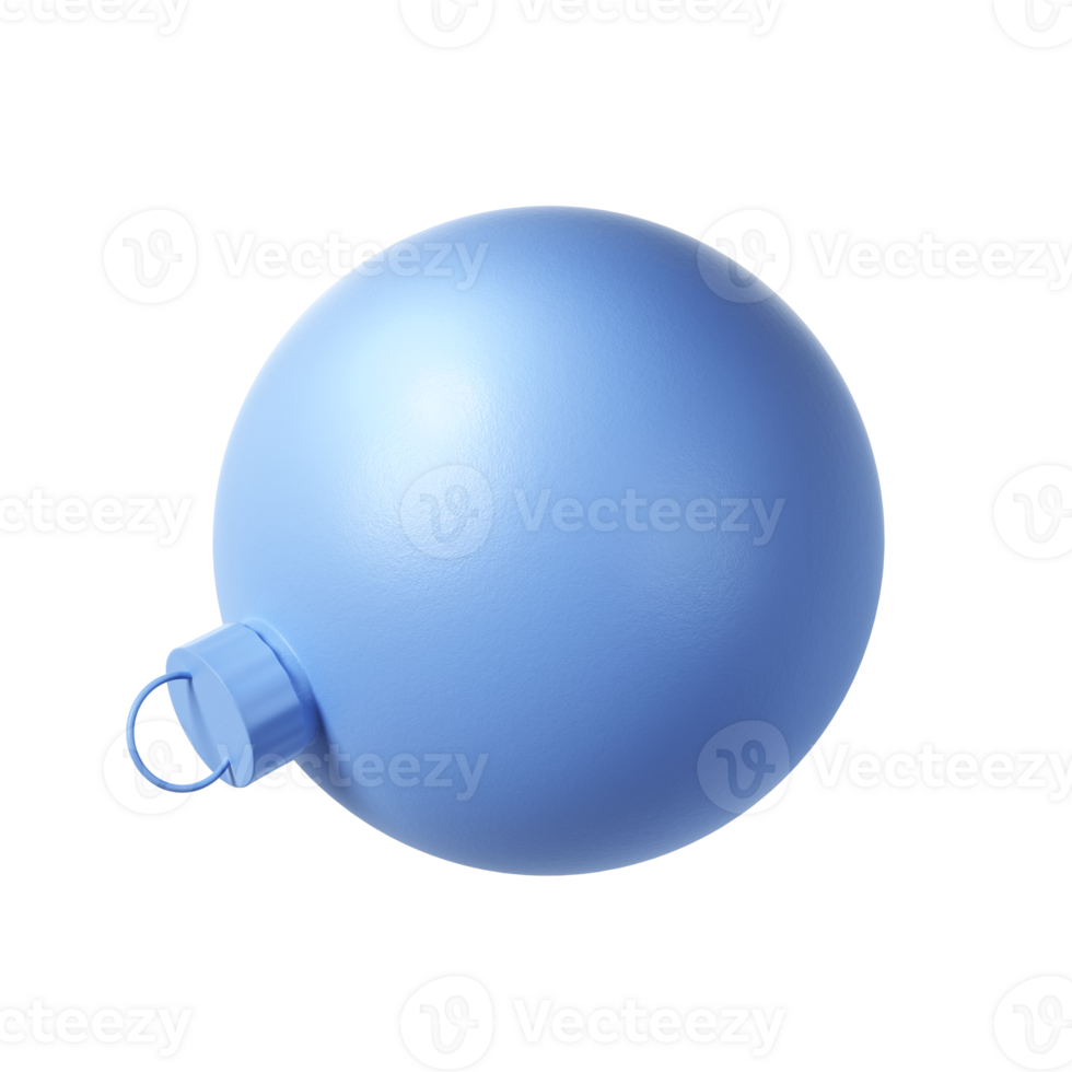 3d rendering blue Christmas ball icon. Realistic sphere transparent png. Holiday toy for fir tree. Holiday Illustration png