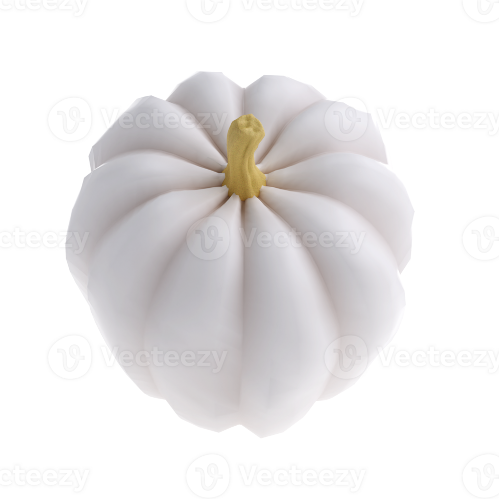 3d white realistic pumpkin rendering icon in cartoon style. Design element for Thanksgiving Day holiday autumn. illustration transparent png