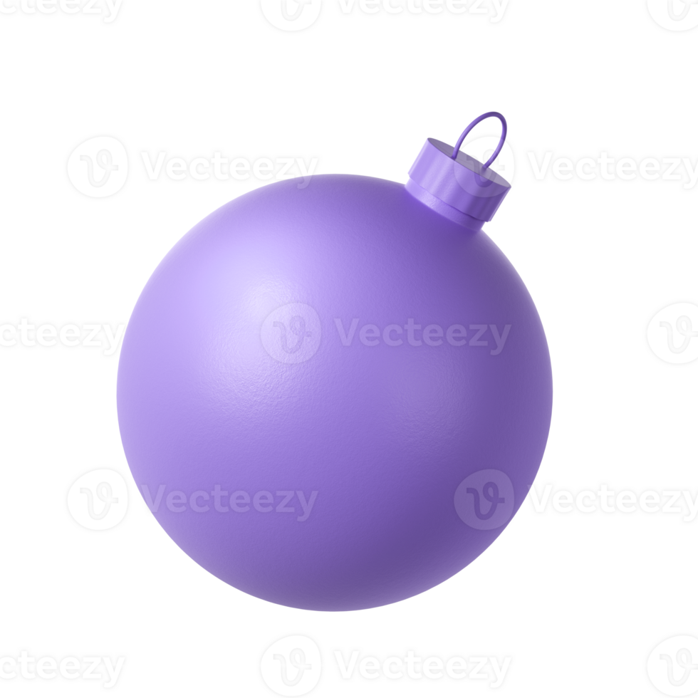 3d winter rendering Lilac Christmas ball icon. Realistic sphere transparent png. Holiday toy for fir tree. Holiday Illustration png