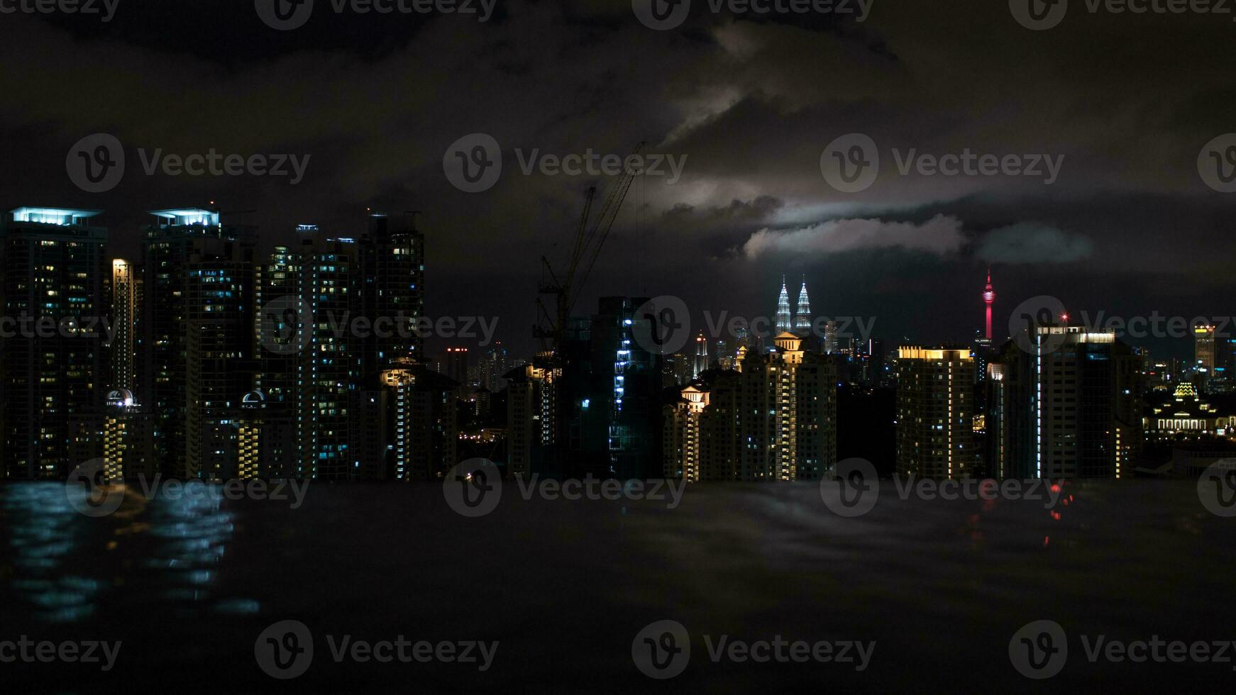 Night Kuala Lumpur, view from rooftop pool photo