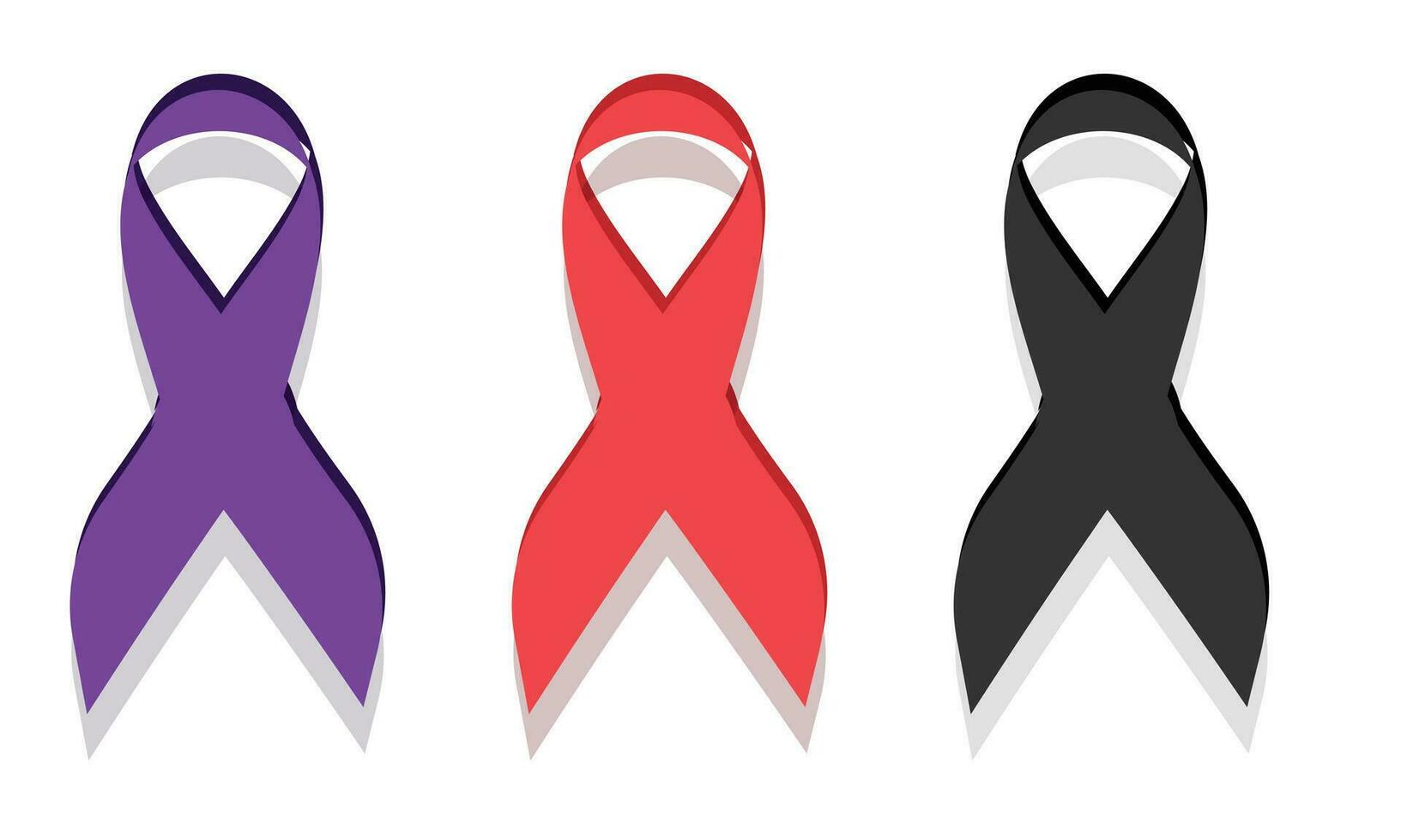 Awareness Ribbon set in different color. health, cancer, disease, Vector illustration.