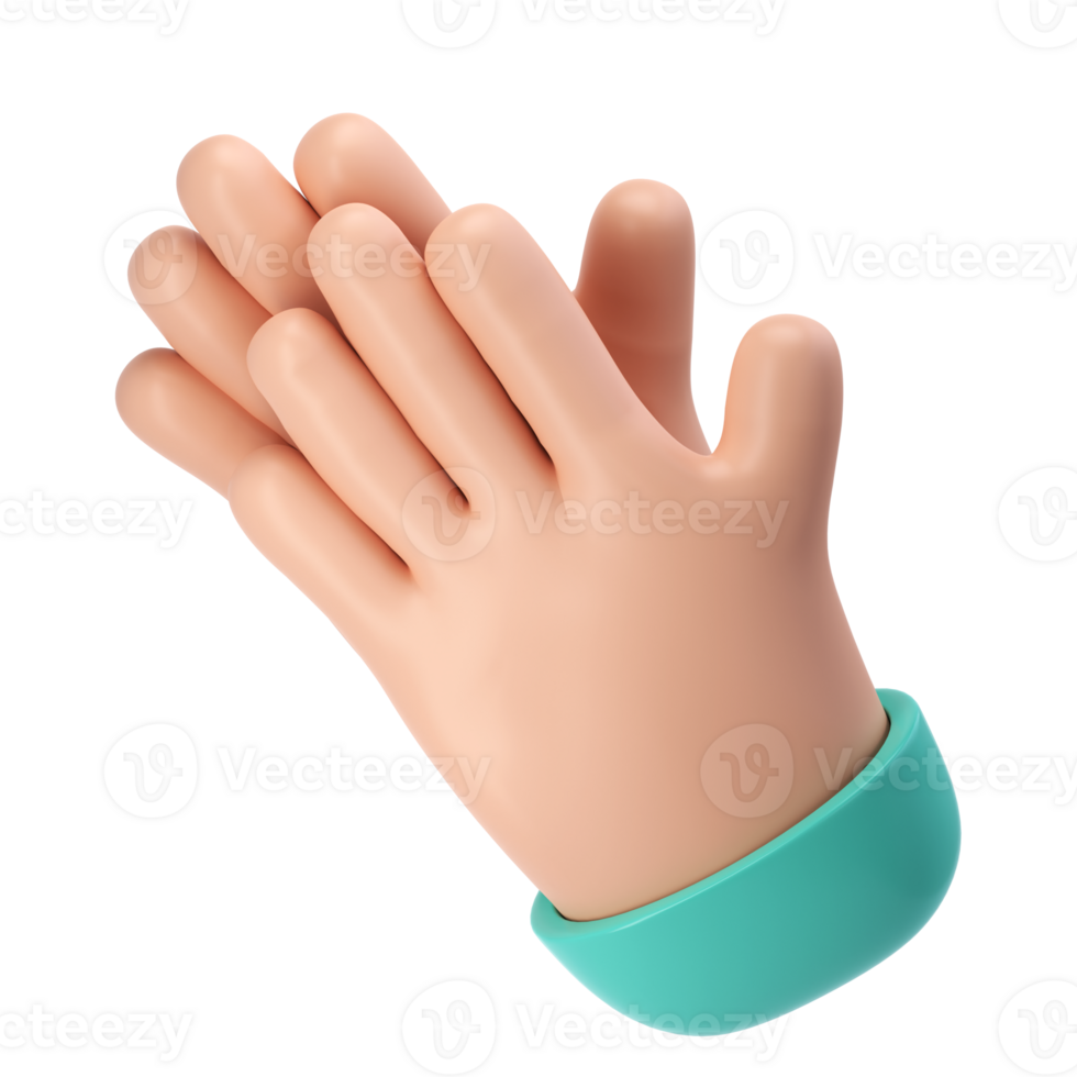 3D Clapping Hands applauding icon transparent png, agreement and success concept render illustration png