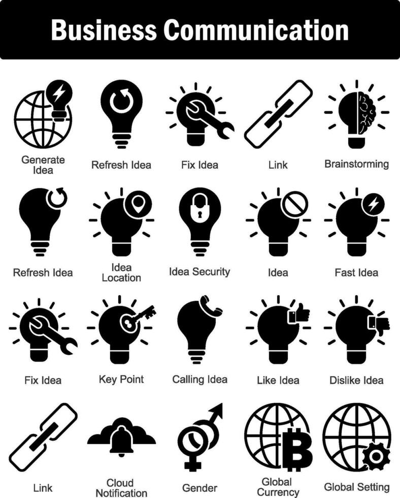 A set of 20 business icons as generate idea, refresh idea, fix idea vector