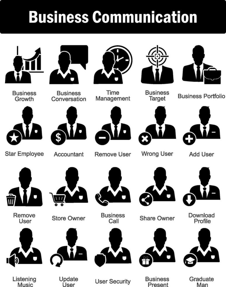 A set of 20 business icons as business growth, business conversation, time management vector