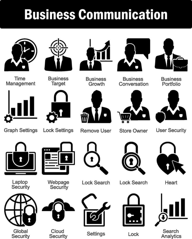 A set of 20 business icons as time management, business target, business growth vector