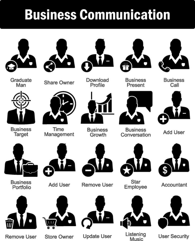 A set of 20 business icons as graduate man, share owner, download profile vector