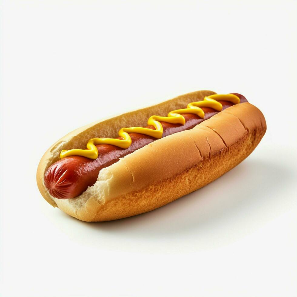 AI Generative high quality of 3D hotdog design in white background photo