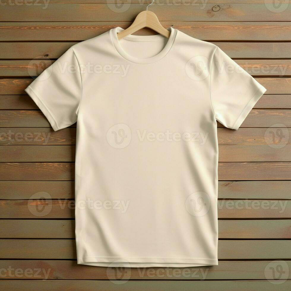 AI generative of a blank t-shirt in cream color in high quality, perfect to create a mockup preview photo