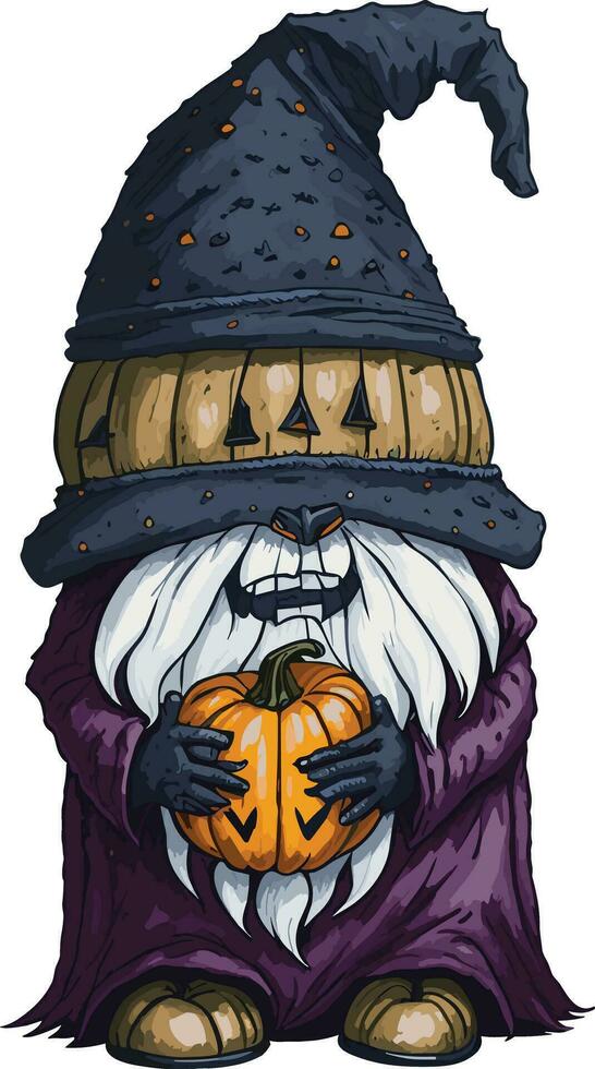 Watercolor hand drawn halloween gnome vector