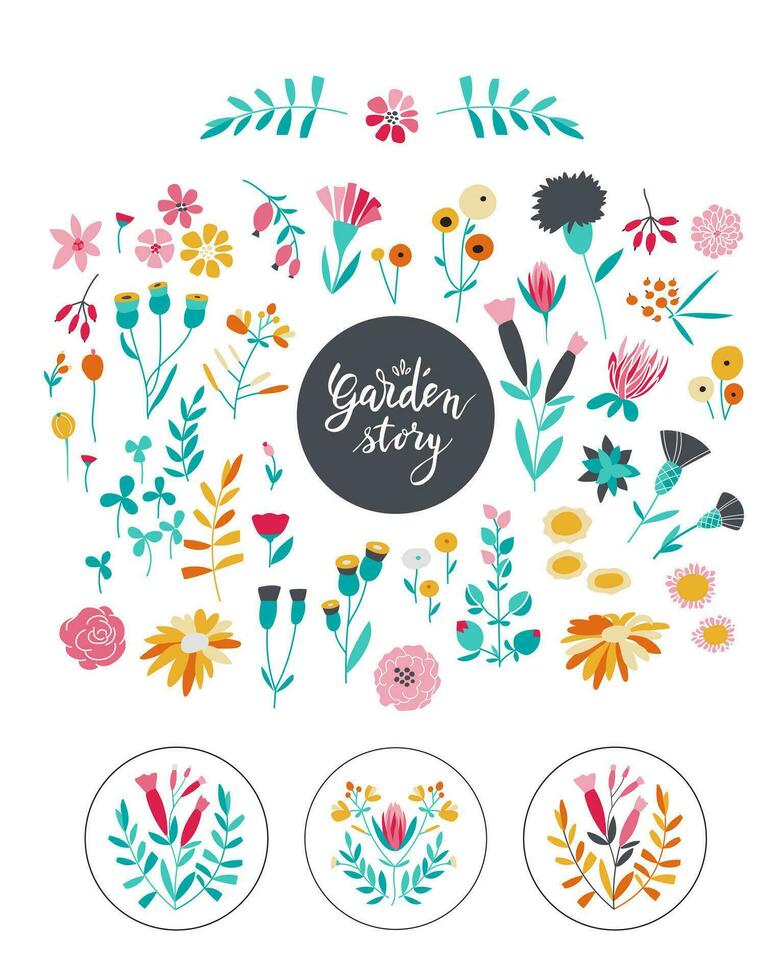 Set of decorative flowers 28087352 Vector Art at Vecteezy