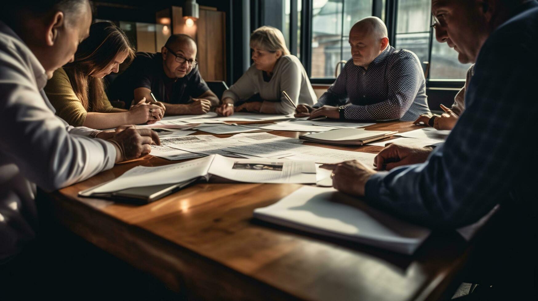 group of business people working in office Created with AI photo