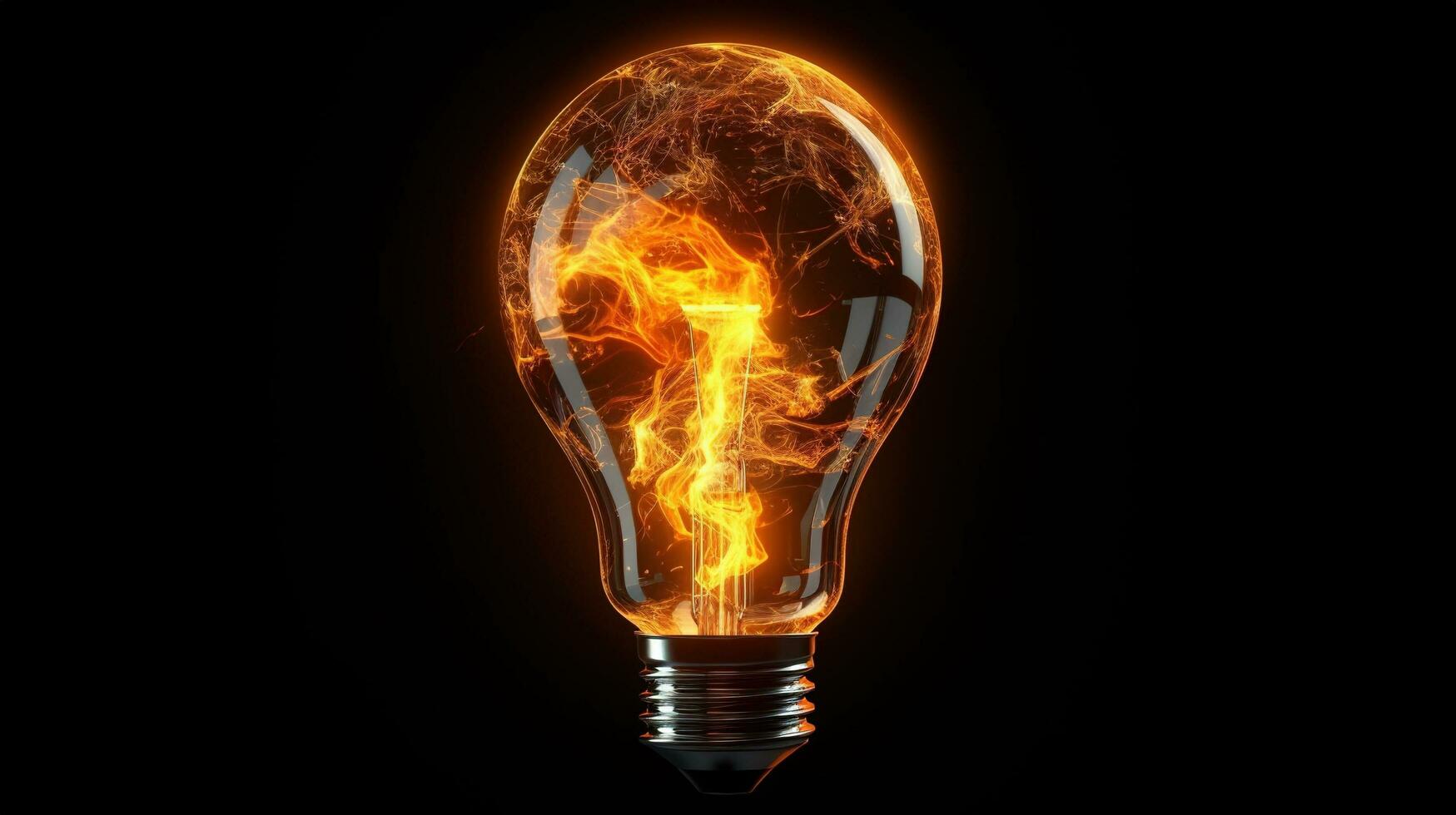 glowing light bulb isolated on black background. 3 d illustration Created with AI photo