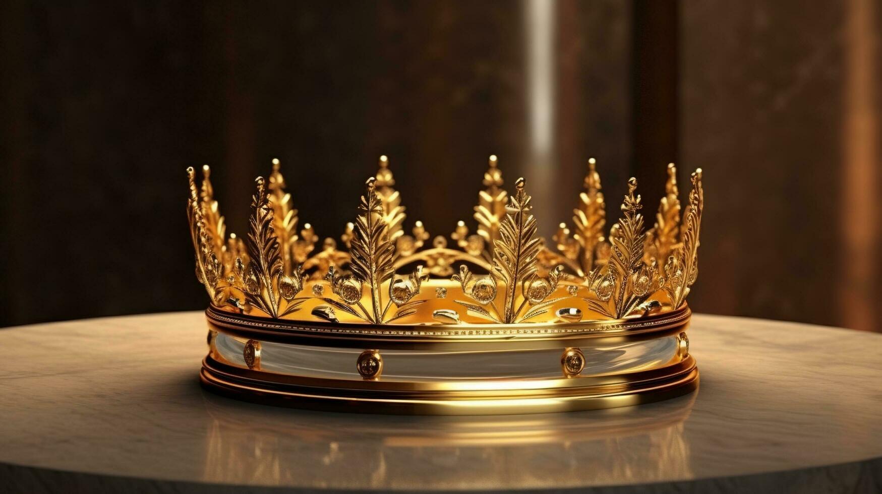 crown on a wooden background. 3 d illustration Created with AI photo