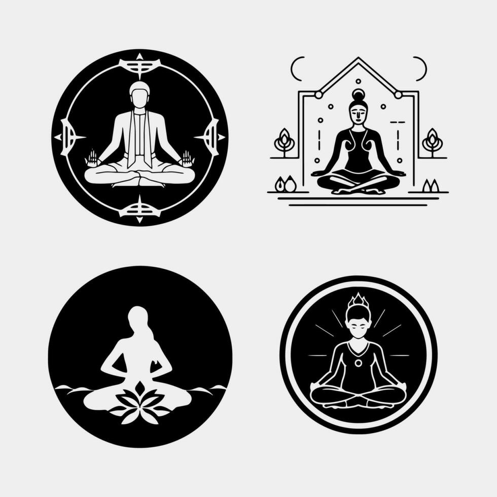 un persona meditando en un estado de zen calma plano vector icono para yoga meditación aplicaciones y sitios web