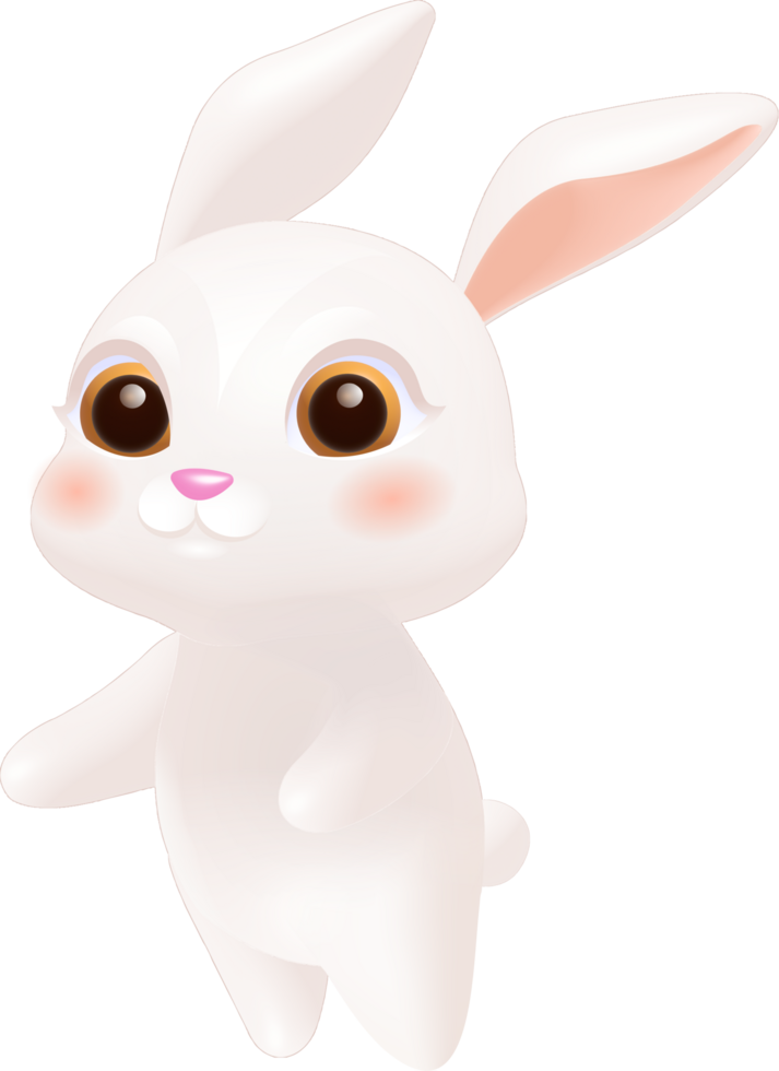 Hand-drawn cartoon cute rabbit png