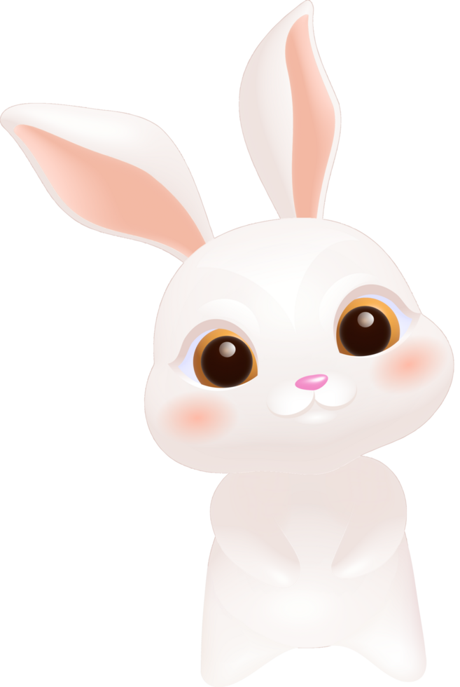 Hand-drawn cartoon cute rabbit png